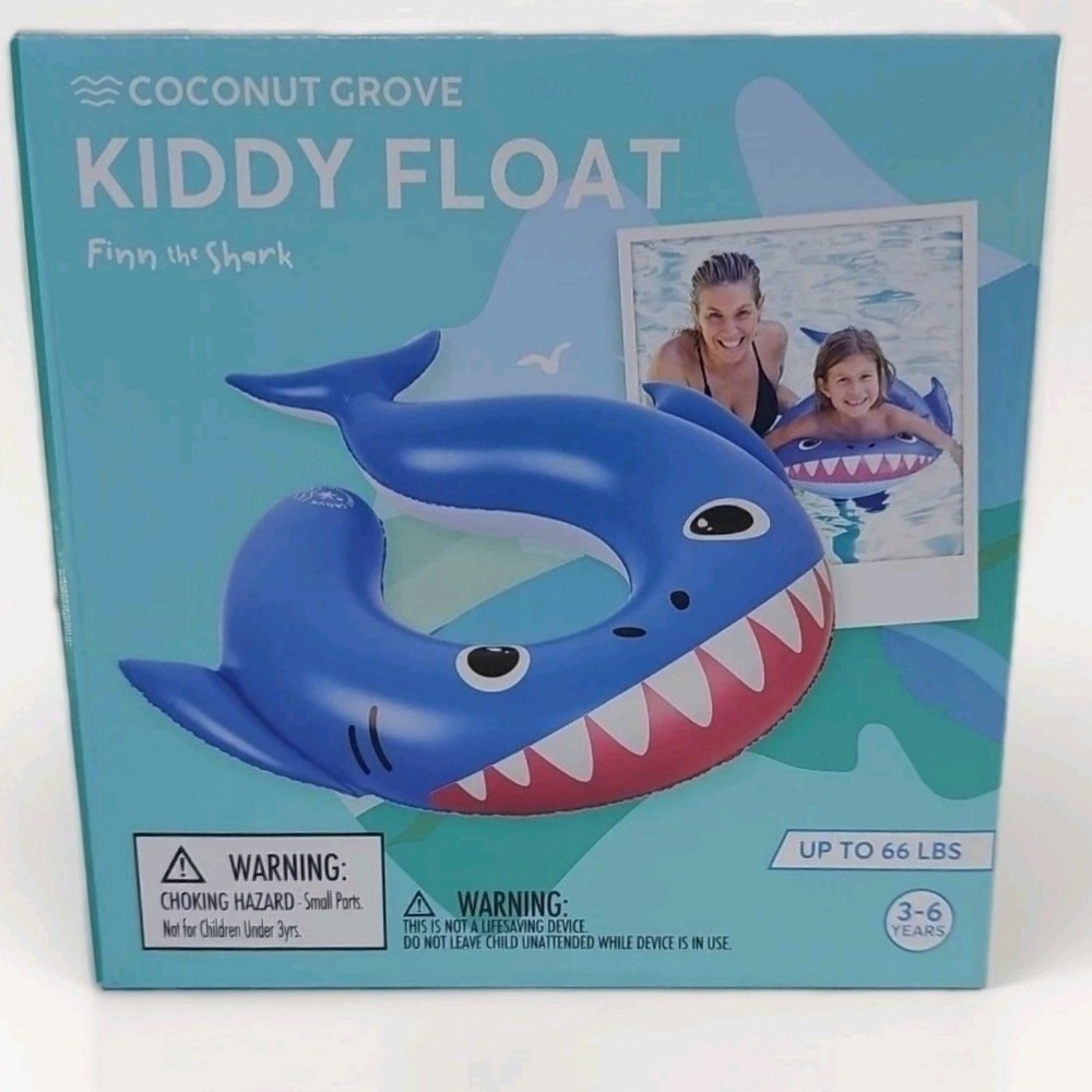 Coconut Grove Kiddy Float Finn the Shark Kids Ages 3-6 Blue Inflatable Pool Ring